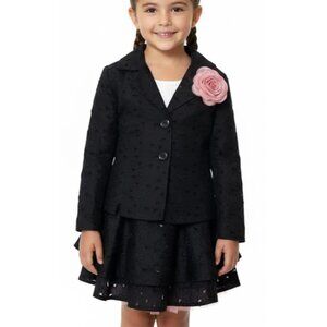 Zoe Ltd Girls Formal Floral Eyelet Lace Blazer & Skirt Set (Size: 7) NWT